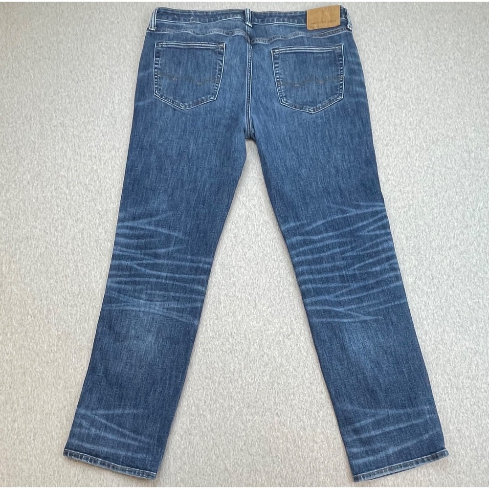 American Eagle Jeans Mens 36 x 34 Blue Cotton Blend Stretch Original Straight - Picture 2 of 8